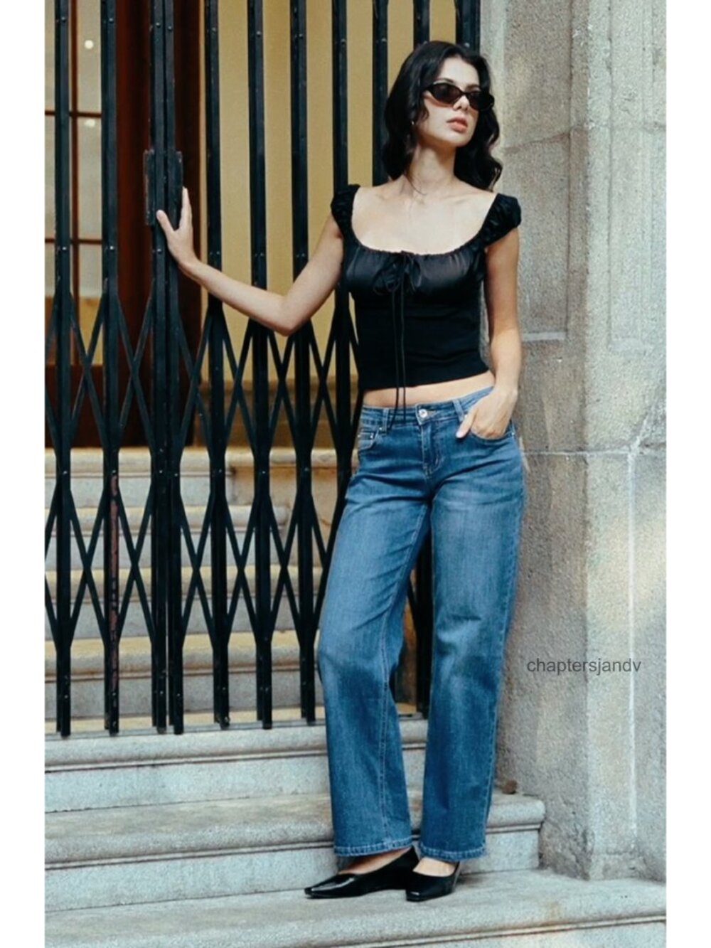 ELLEVEN Low Rise Baggy Jeans Straight Leg Denim Pants - Picture 6 of 6